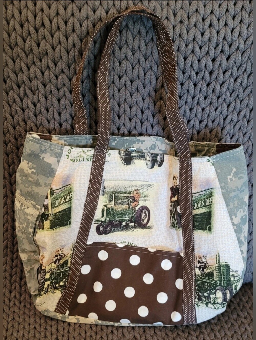 John Deere Army Camo Polka Dot Purse Handbag Handmade With Pockets Snap Closure